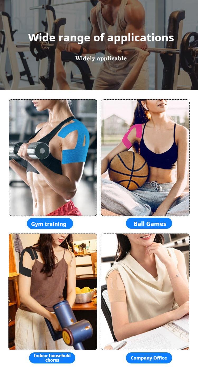 Pre-cut muscle tape for shoulder support, suitable for men and women, sports cut-out tape from manufacturer, stretchable and elastic for injury prevention and fixation