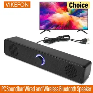 PC Soundbar Wired and Wireless Bluetooth double Speaker USB Powered Soundbar for TV Pc Laptop Gaming Home Theater Surround Audio System