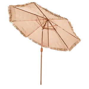 【DealsForYouDays】VEVOR Tiki Umbrella, 9 ft Thatched Patio Umbrella with Tilt, Hawaiian Style Beach Parasol with Durable PP Thatch and 8 Metal Ribs, Grass Pool Umbrellas for Beach, Patio, Poolside, Backyard Garden