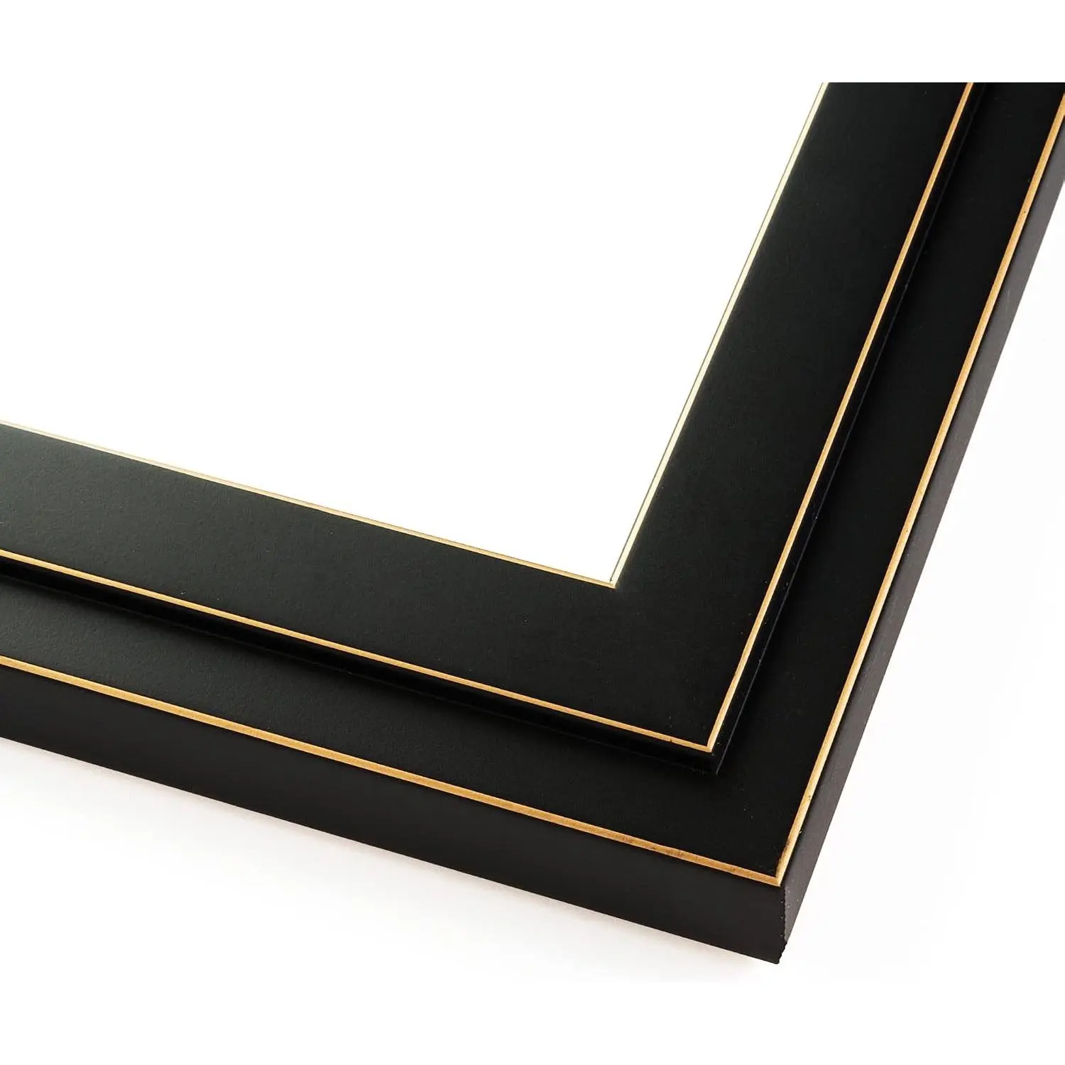 Wood Picture Frame Moulding 18ft Bundle - Contemporary Black Finish, 1.25" Width, 5/8" Rabbet Depth