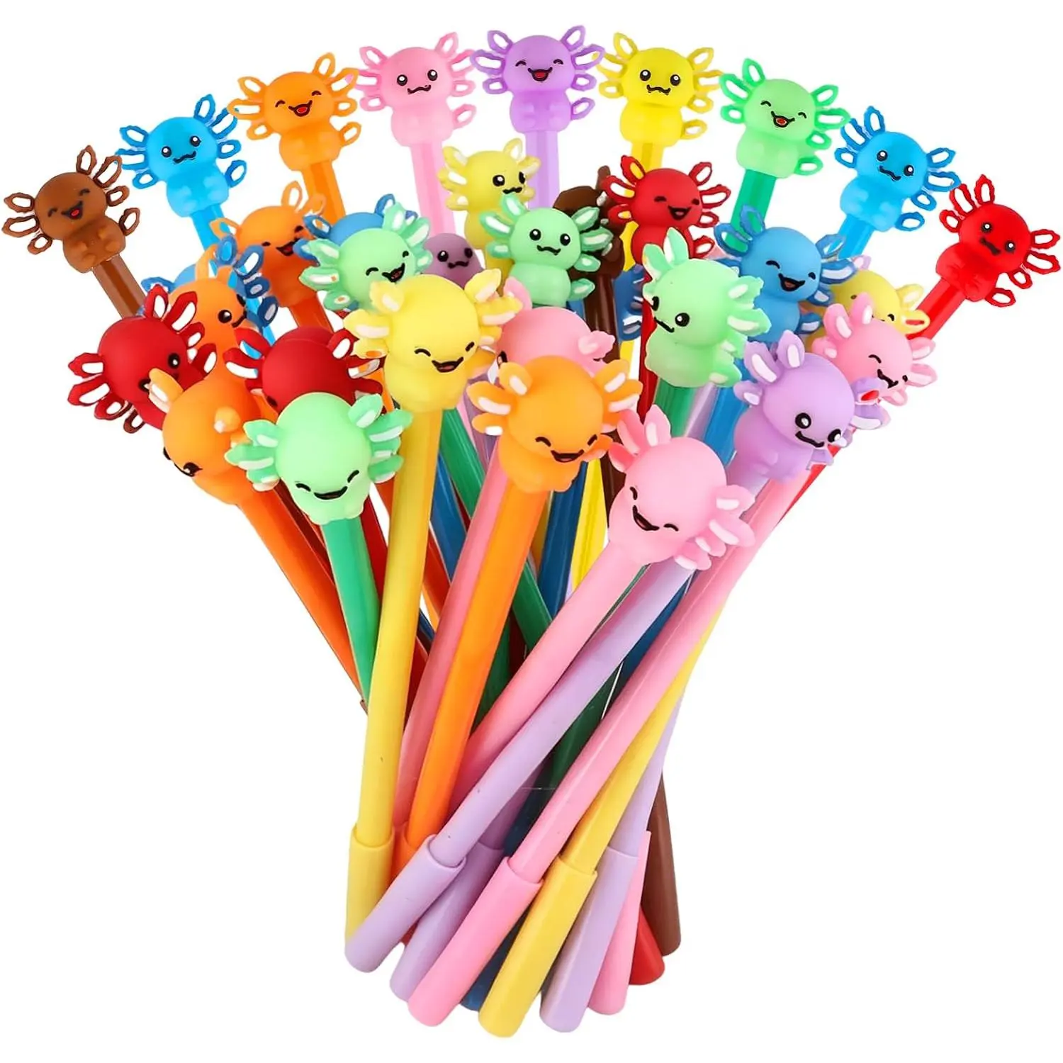 Axolotl Fun Pens, 30 Gel Pen Prizes for  Classroom |  colors, smooth gel ink, sturdy plastic , ideal for classroom rewards, party favors, desk use
