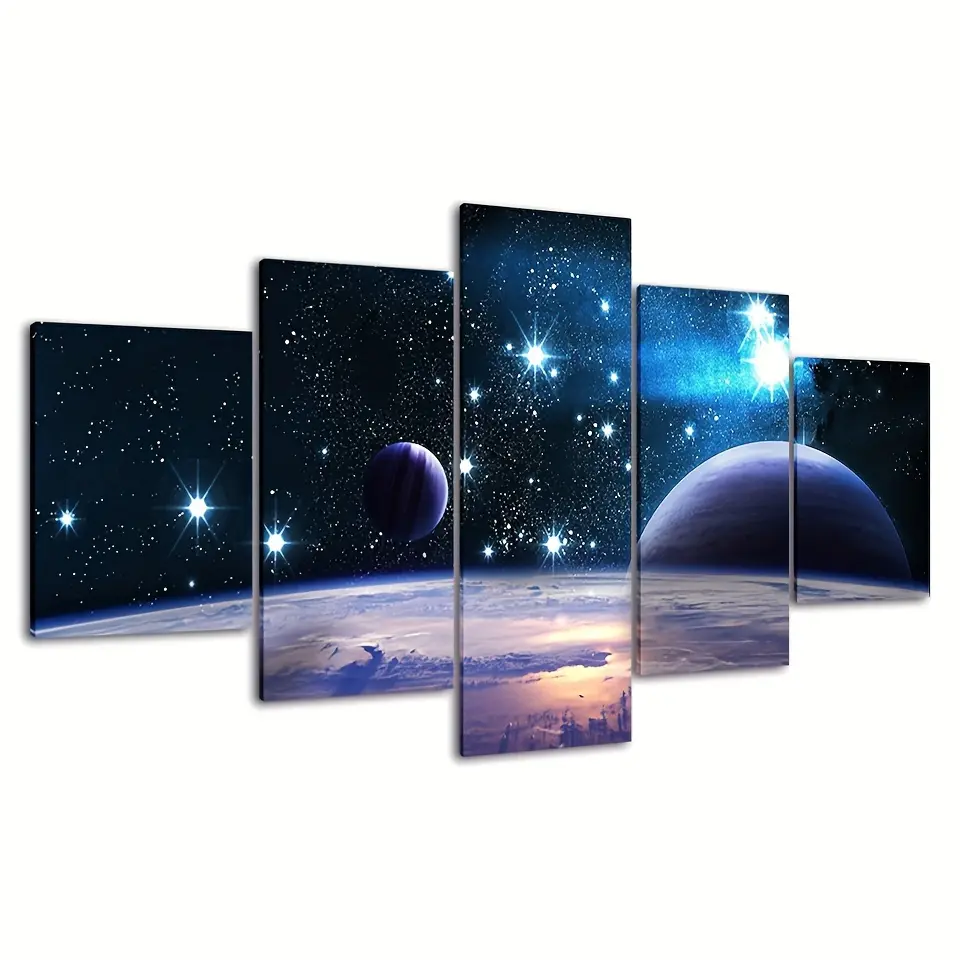Outer Space, Planets, Universe, Galaxy Poster, 5 Pieces Per Set Of Canvas, Wall Decoration, Art Painting, Home Decoration, High-Definition Printed Picture