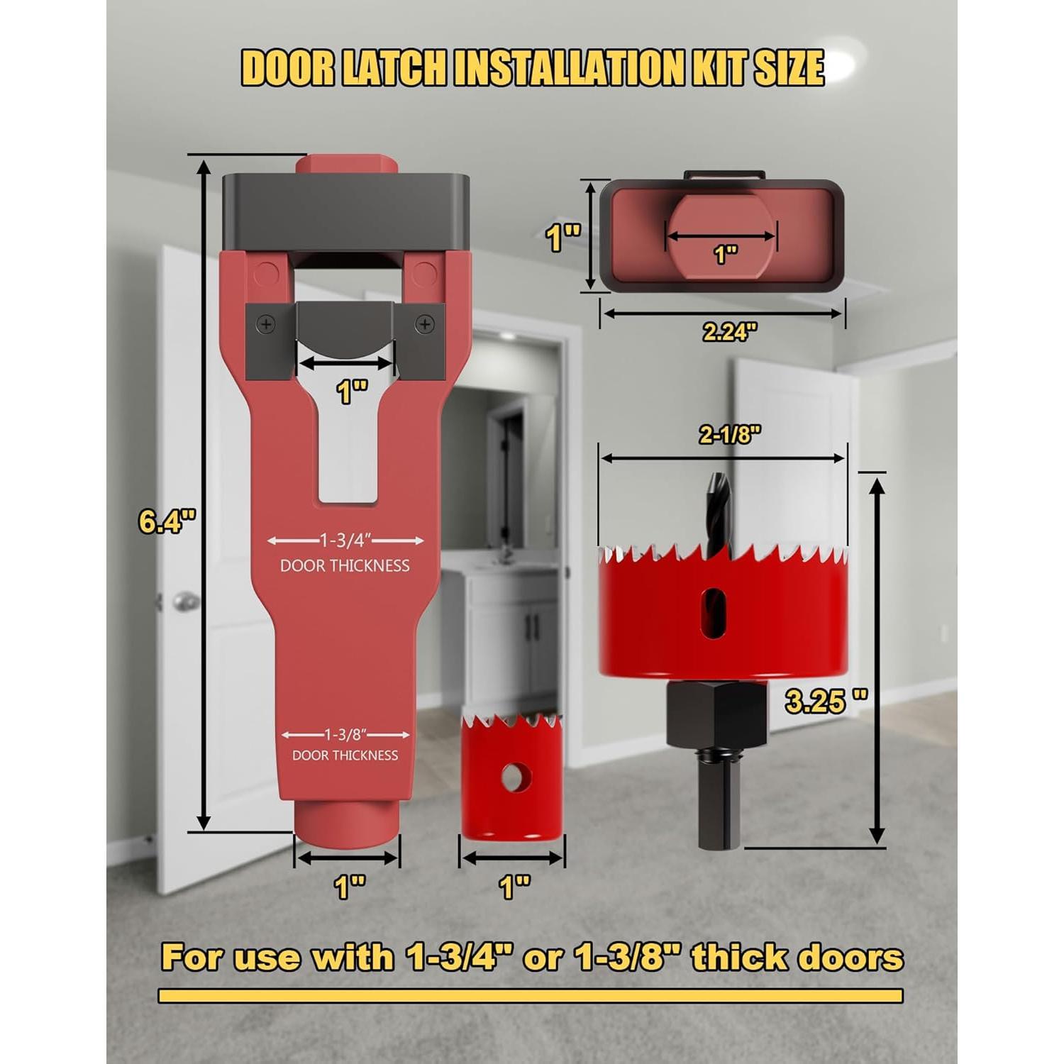 Door Latch Installation Kit, Precision Scoring and Chiseling Door Latch Mortise Tool Fits for /8" or /4" Thick Wooden Door, Door Mortise Kit for Clean,  Professional Installation