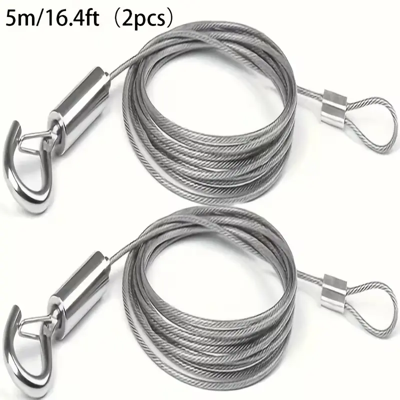Adjustable Stainless Steel Rope with Metal Buckle, Durable Rust-Resistant Multi-Purpose Hanging Rope, Ideal for Curtains, Frames, Outdoor Use