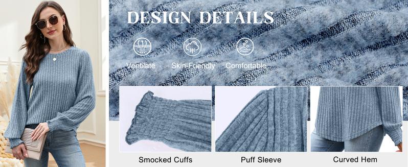 WIHOLL Womens Tops Dressy Casual Long Sleeve Shirts for Women Business Casual Outfits Lightweight Fall Sweaters Warm