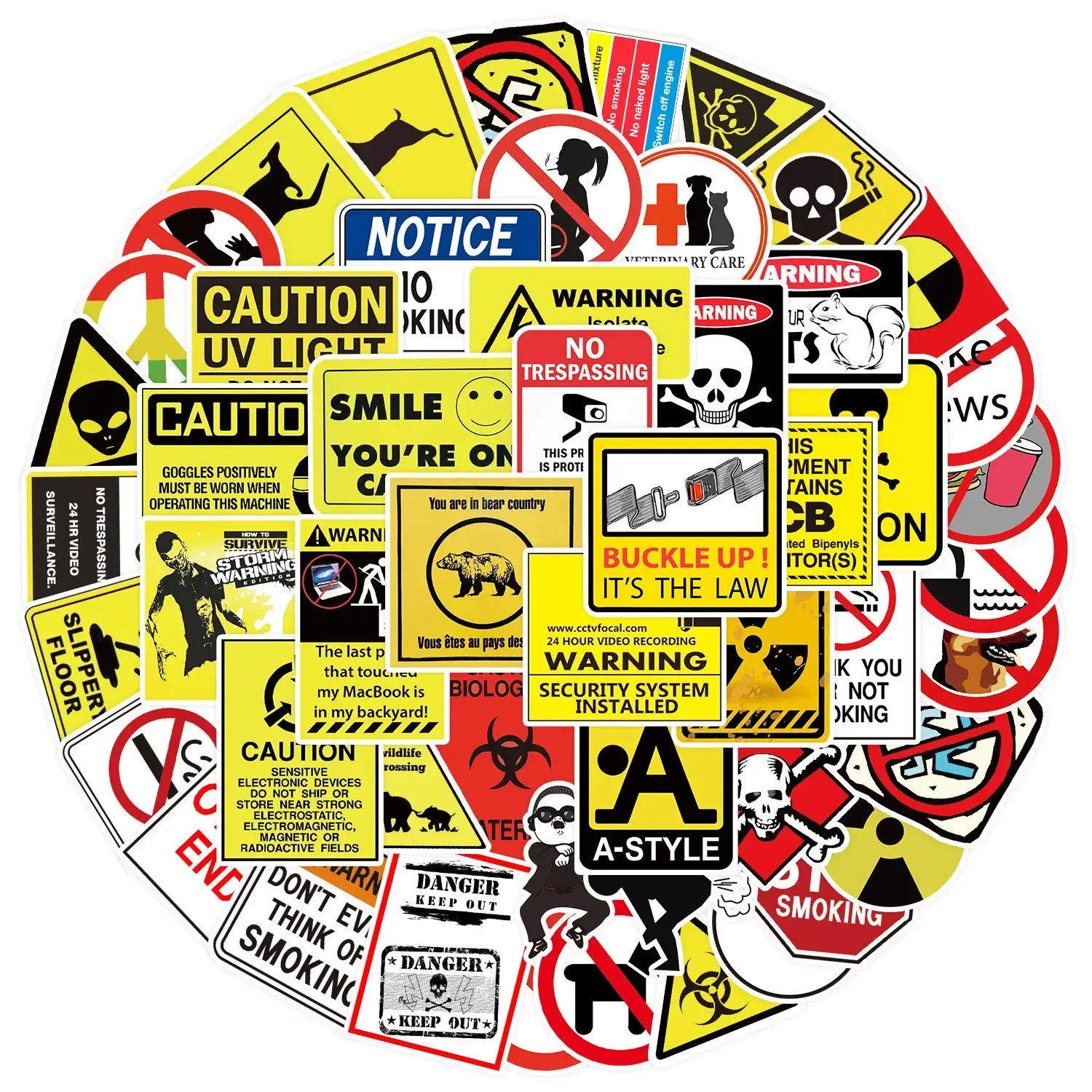 50pcs Funny Vinyl Car Sticker Pack - Humorous Decal Pack for Personalization, Water-Resistant Automotive Exterior Accessory for Cars, Friends’ Luggage, with Funny Signs & Warning Labels