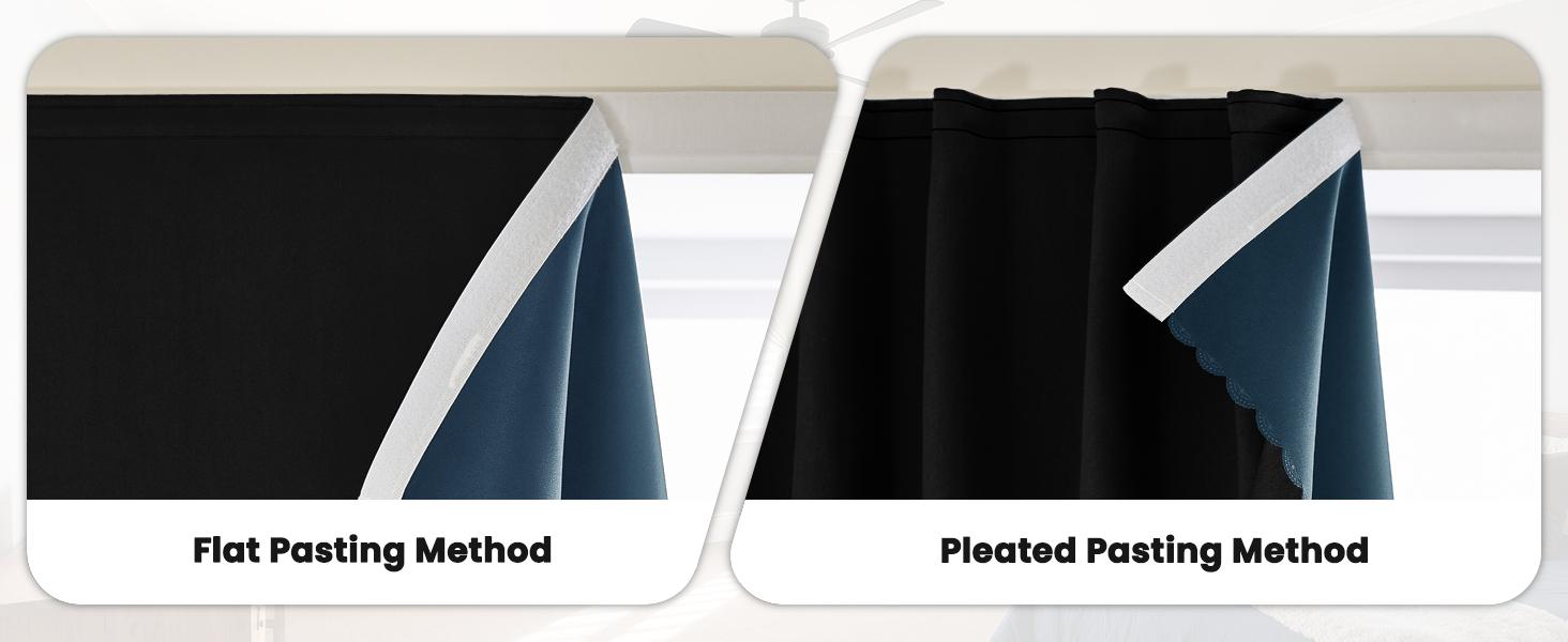 Autohesion Curtains for Windows,Bedroom Blackout Curtains for - Thermal Lnsulated No Drill Curtains Room Darkening Black Small Drapes, JILRON,(1 Panels,35Wx48L inch-Black)