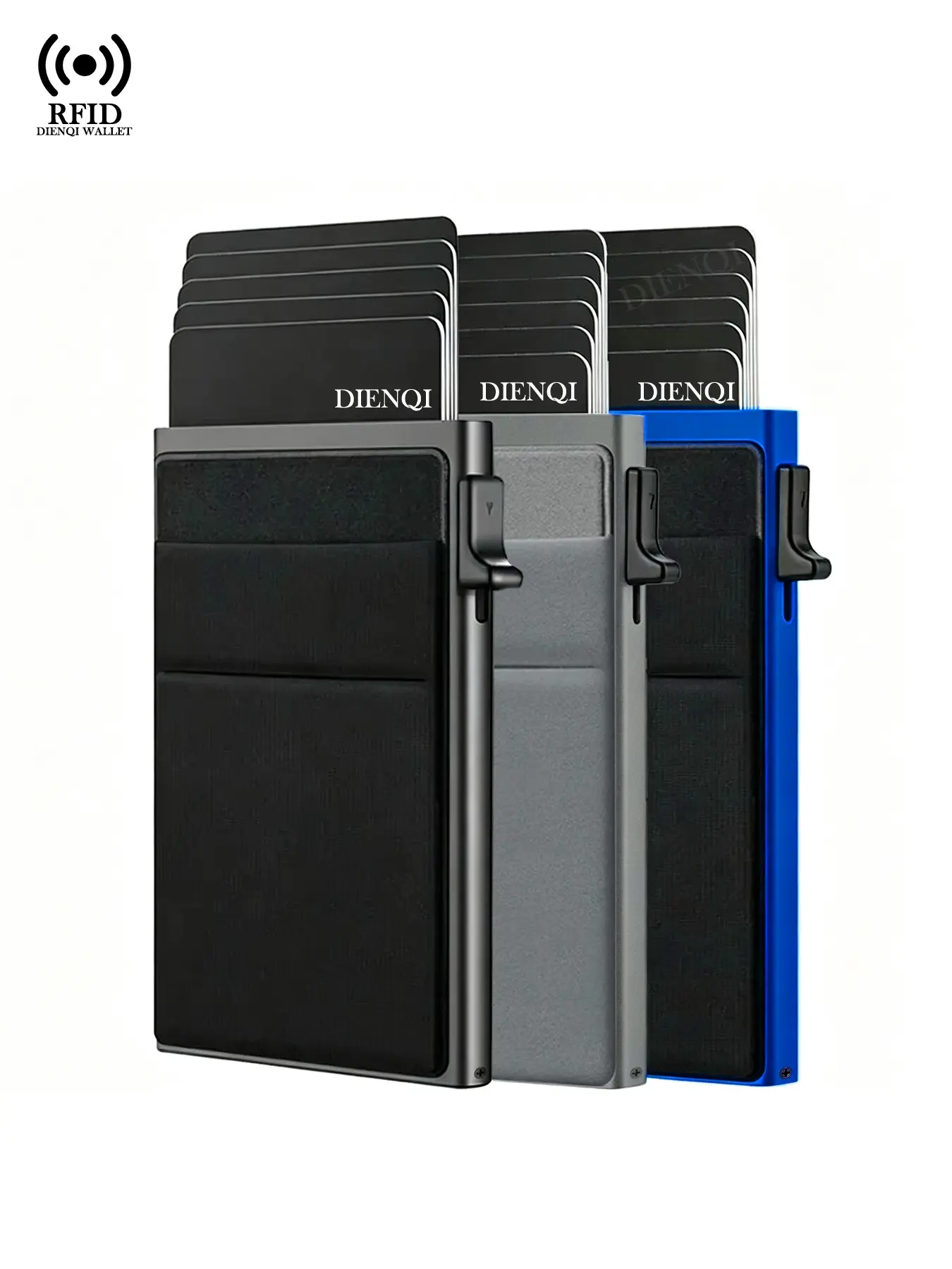 Rfid Credit Card Holder Men Automatic Pop Up Minimalist Wallets Metal Bank ID Cardholer Case Thin Slim Short Purse Mini Card Wallet for Men