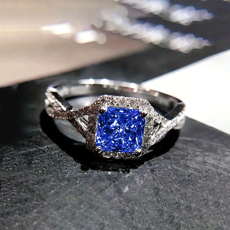 Luxury Cushion Cut Twisted Band CZ Ring for Women | Cross Geometric Stackable Engagement Statement Jewelry