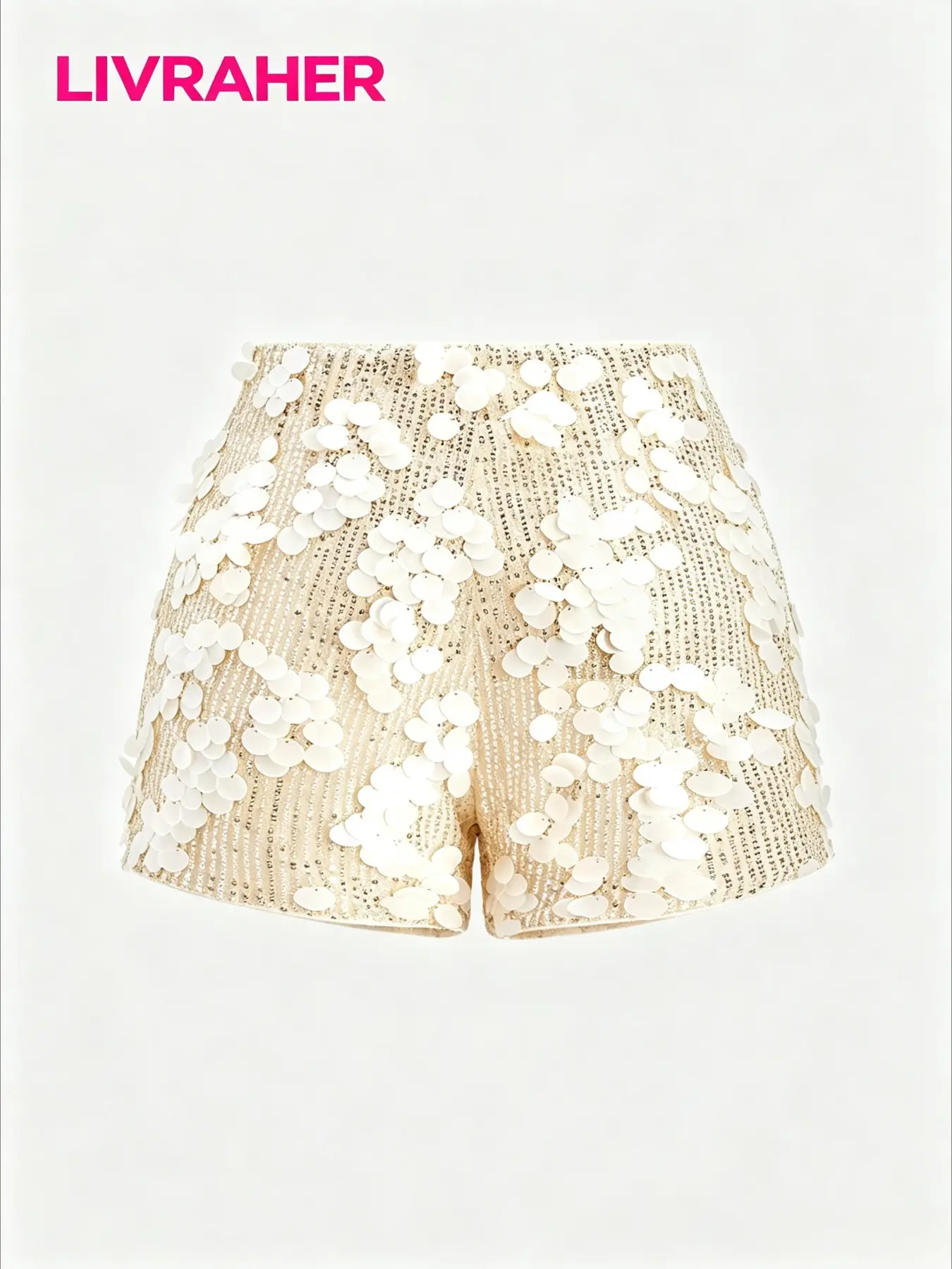 Women's Sequin & Beaded Shorts, Sparkly Elegant Slim Shorts for Party, Banquet, Evening Wear, Night Out, Shiny Bottoming Shorts