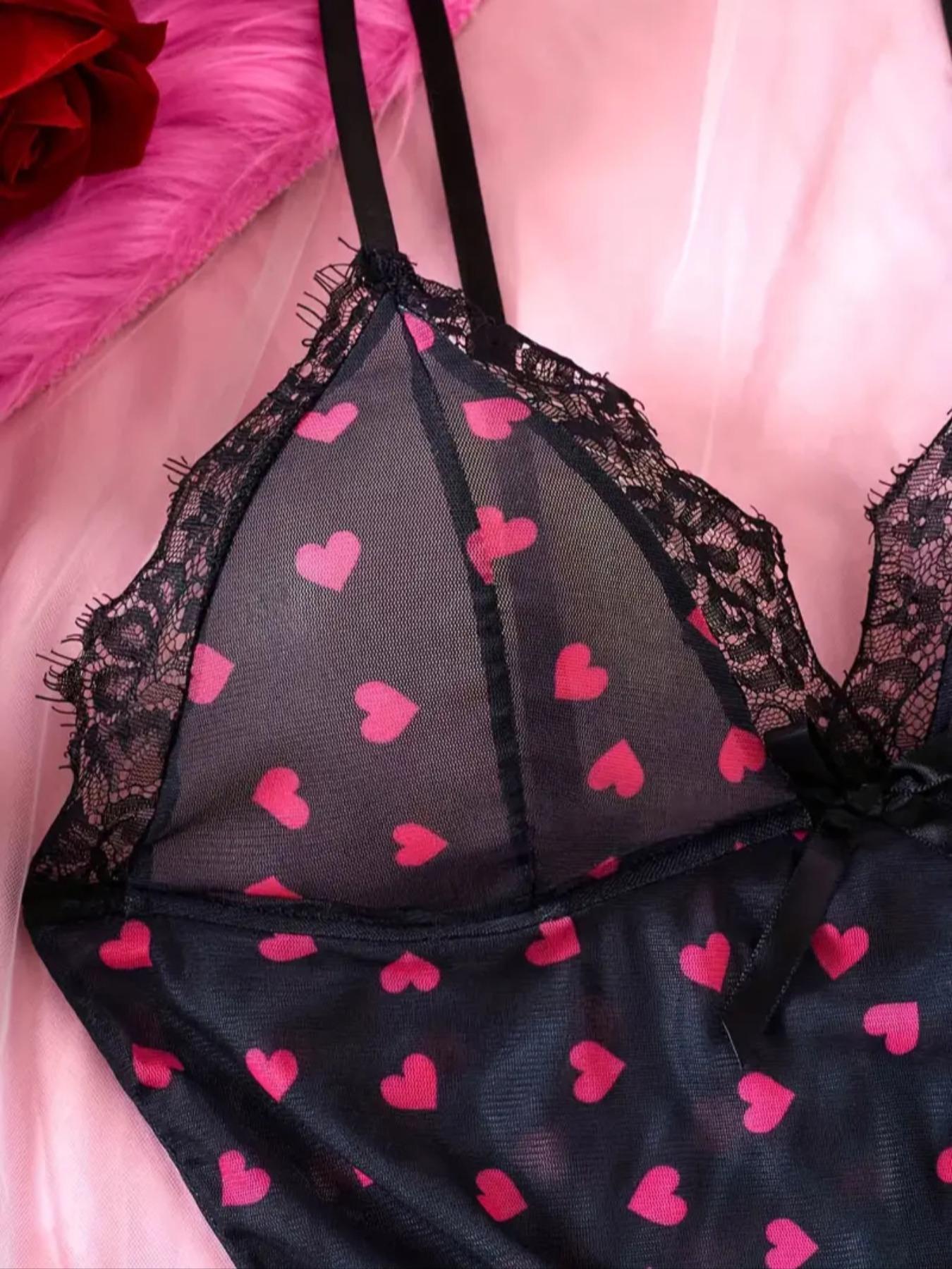 Women's Elegant Strapless Sleepwear Set, Floral Lace Cups, Adjustable Thin Straps, Soft High Stretch Fabric, Casual Waistband Pajamas