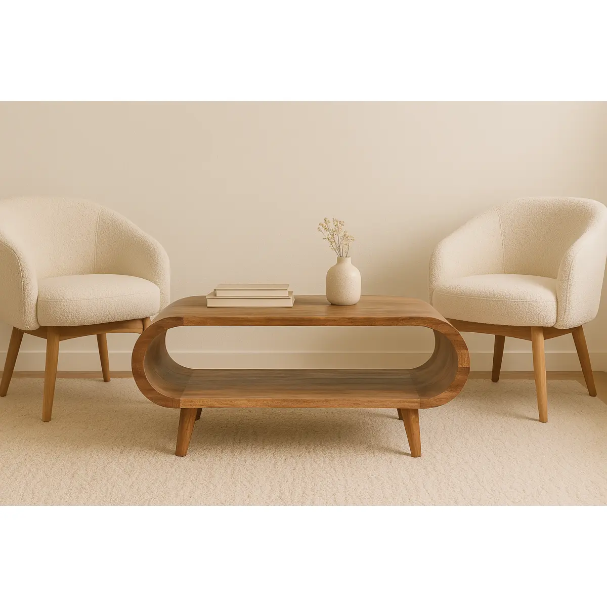 Amaya Nordic Style Oak-ish Coffee Table, Nordic Lega, Open storage