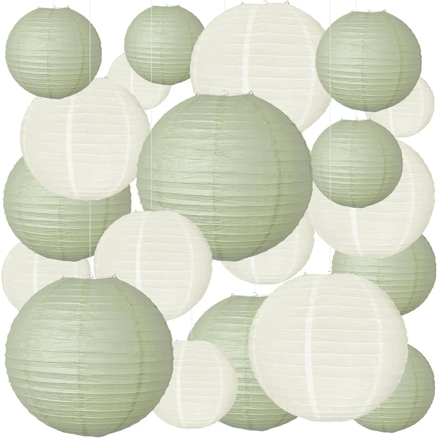 20 count Paper Lanterns Decorative, Sage Green and  Round  Paper Lanterns Decorations for Rustic Party Bridal Shower Wedding Birthday  Decor