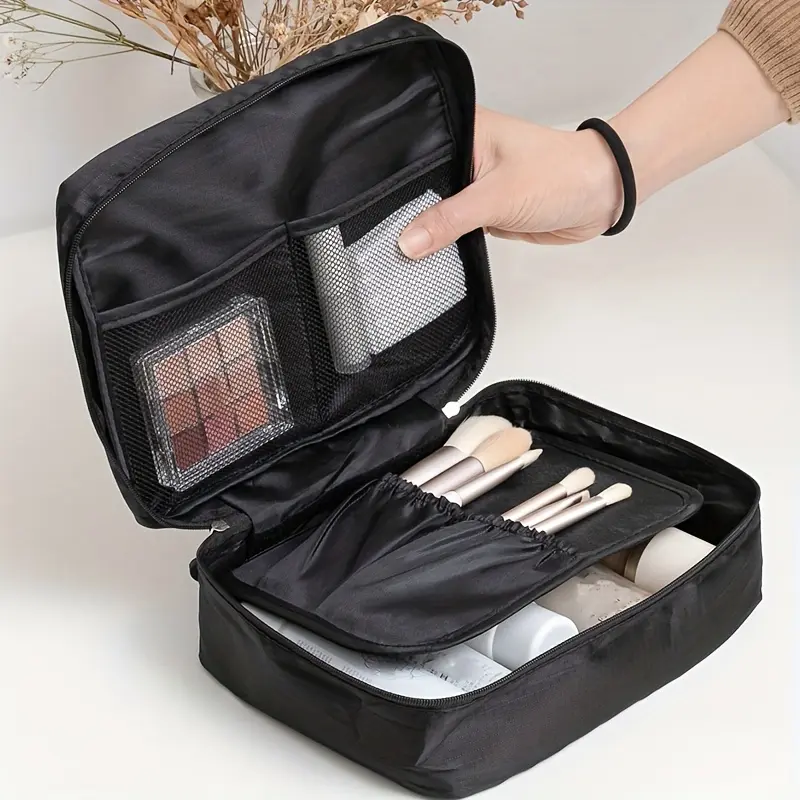 Large Capacity Travel Wash Bag, Makeup Storage Pouch, Portable Luggage Organizer, Multi-Functional Square Storage Bag, Compact Travel Kit