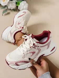 Women's Thick Sole Sneakers, Dad Shoes, Casual Sports Shoes, Casual Sneaker Trainer, Breathable Mesh, Soft Cushioned Sole, Anti-Slip Design, Stylish Laces Closure