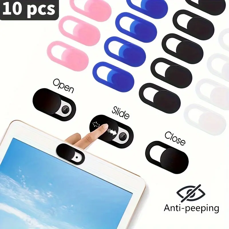 10-Pack Sliding Privacy Covers for Tablets, Phones, and Laptops, Anti-Spy Design, Battery-Free