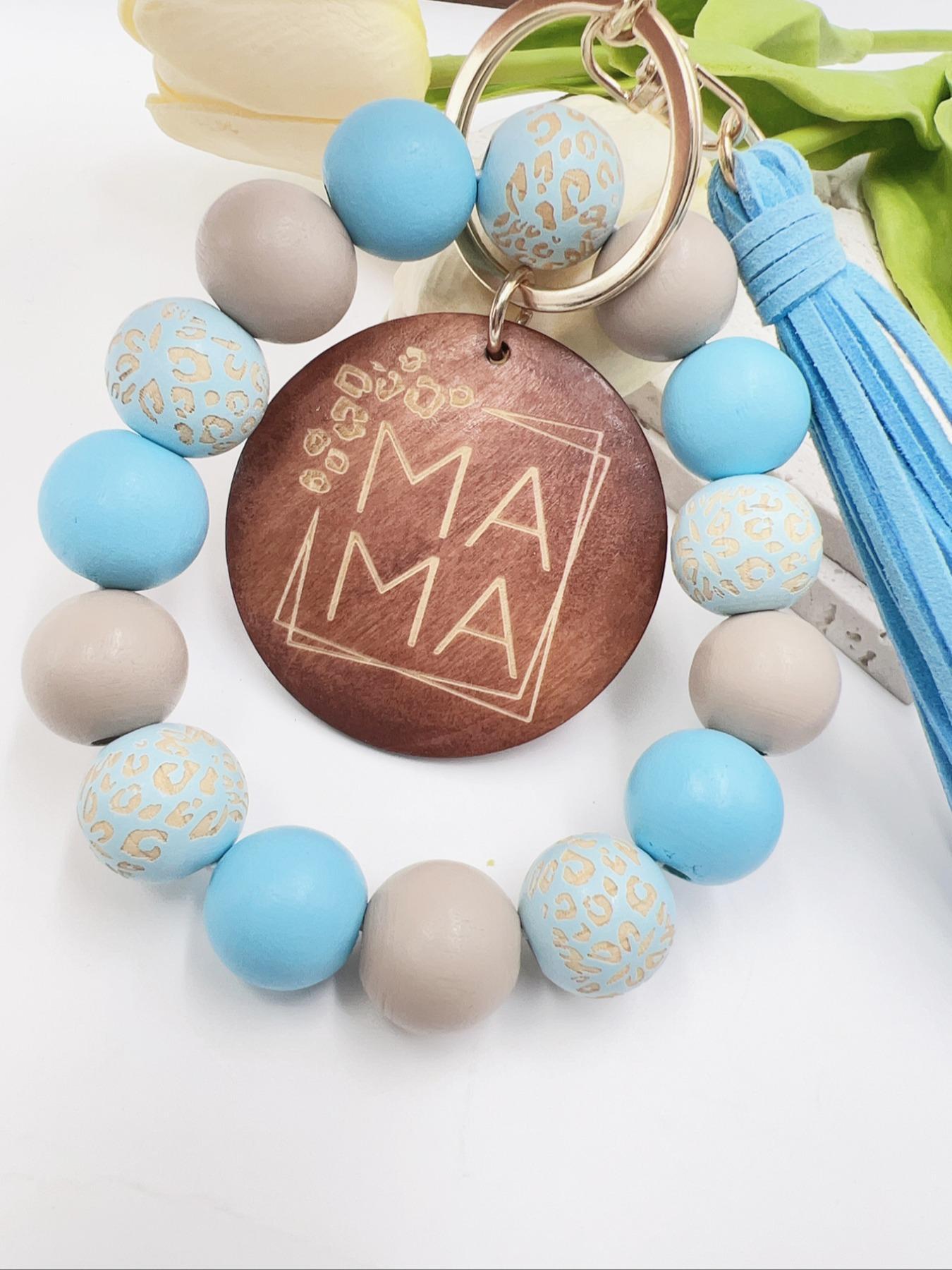 Unisex Colorblock Beaded & Tassel Decor Keychain, Boho Style Wristlet Keychain for Women & Men, Cute Accessories for Birthday Gift, Beaded Wristlet Keychain