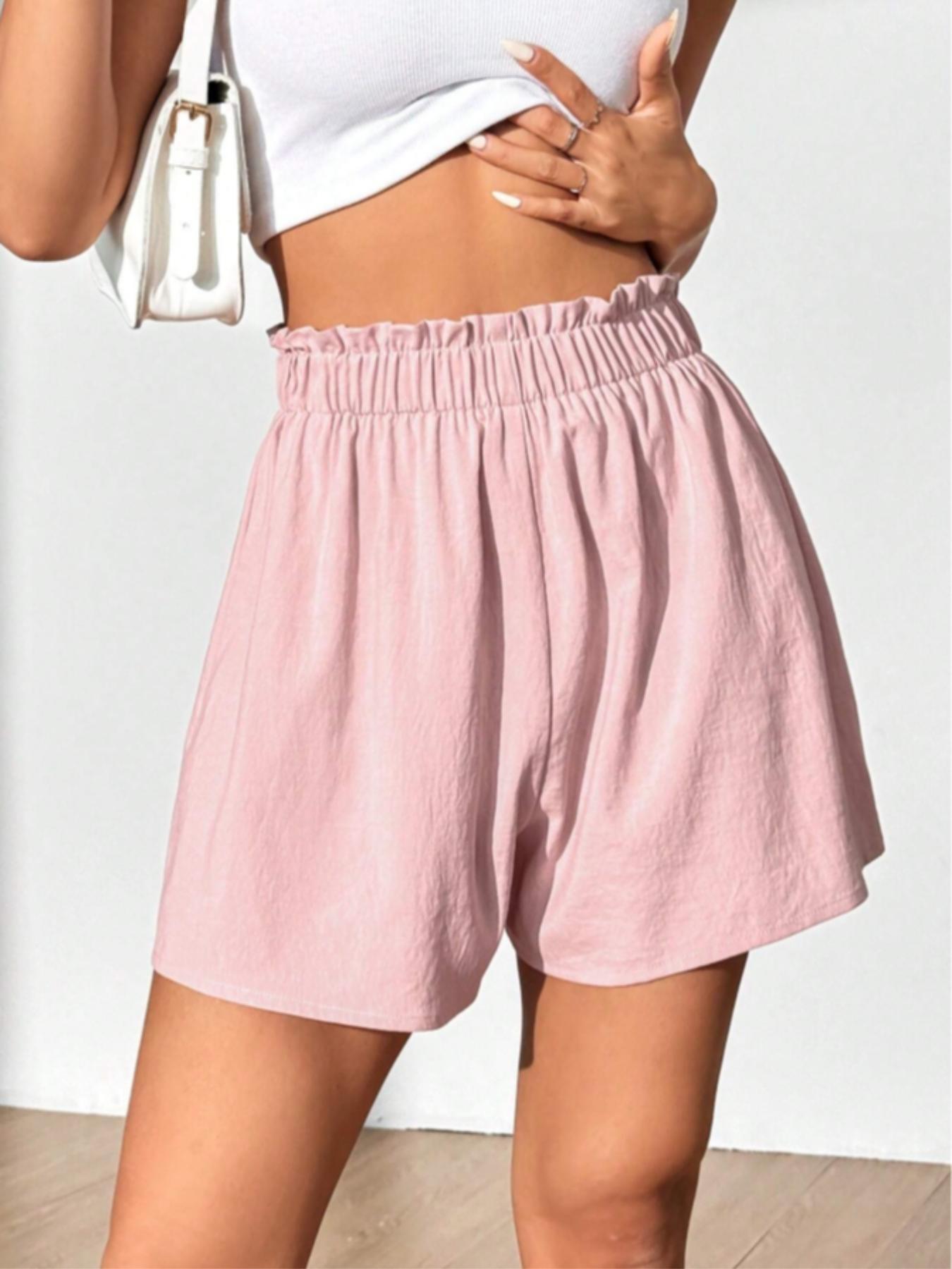 Women's Solid Color Wide Leg Shorts, Casual Relaxed Shorts, Casual Comfy Bottoms for Daily Wear, Ladies Bottoms for Summer