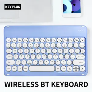 Retro Modern Round Keycap Bluetooth Keyboard Compact Wireless for Office Travel Home Office Multi Device Android iOS Win with Media Control Keys