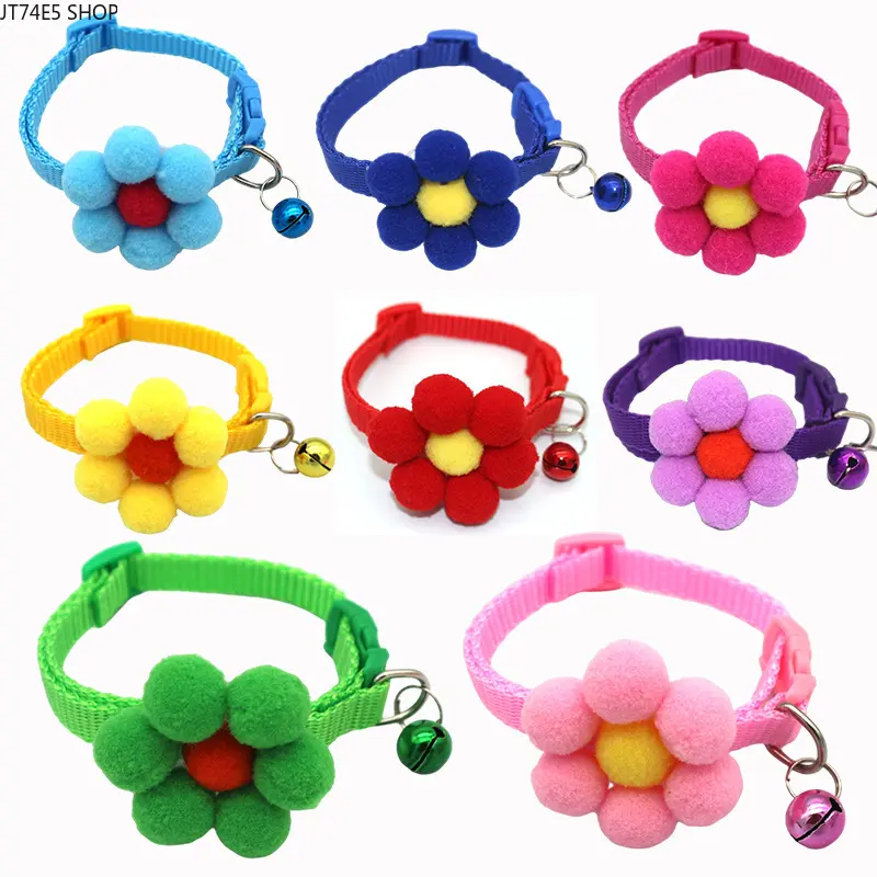 New Floral Bow Pet Collar, Decorative Collar for Cats and Dogs, Daily Pet Accessory
