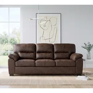 Aobtkel®Modern 81" Foil Fabric Sofa with Padded Armrests and Black Triangular Legs, 3-Seater Upholstered Sofa for the Living Room, Dark Brown   WL