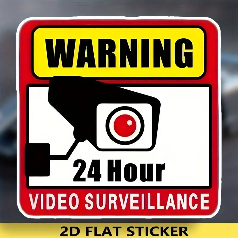 24-Hour Video Surveillance Warning Car Sticker, High-Quality PVC Vinyl Decal, Self-Adhesive Safety Reminder, Multi-Purpose Decorative Sticker