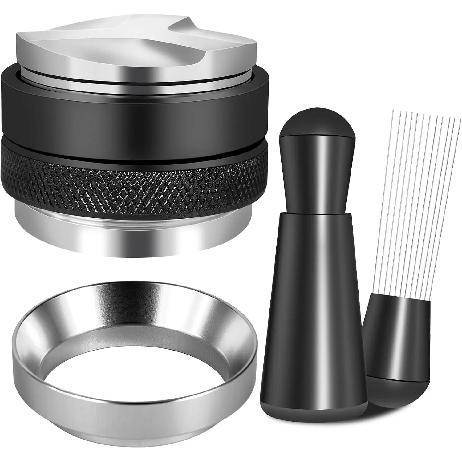 51mm Barista-Grade Espresso Accessories Kit - Stainless Steel 2-in-1 Distributor & Tamper, WDT Tool, Dosing Funnel for Delonghi/Casabrews/Atatix 51mm Espresso Machines & Portafilters