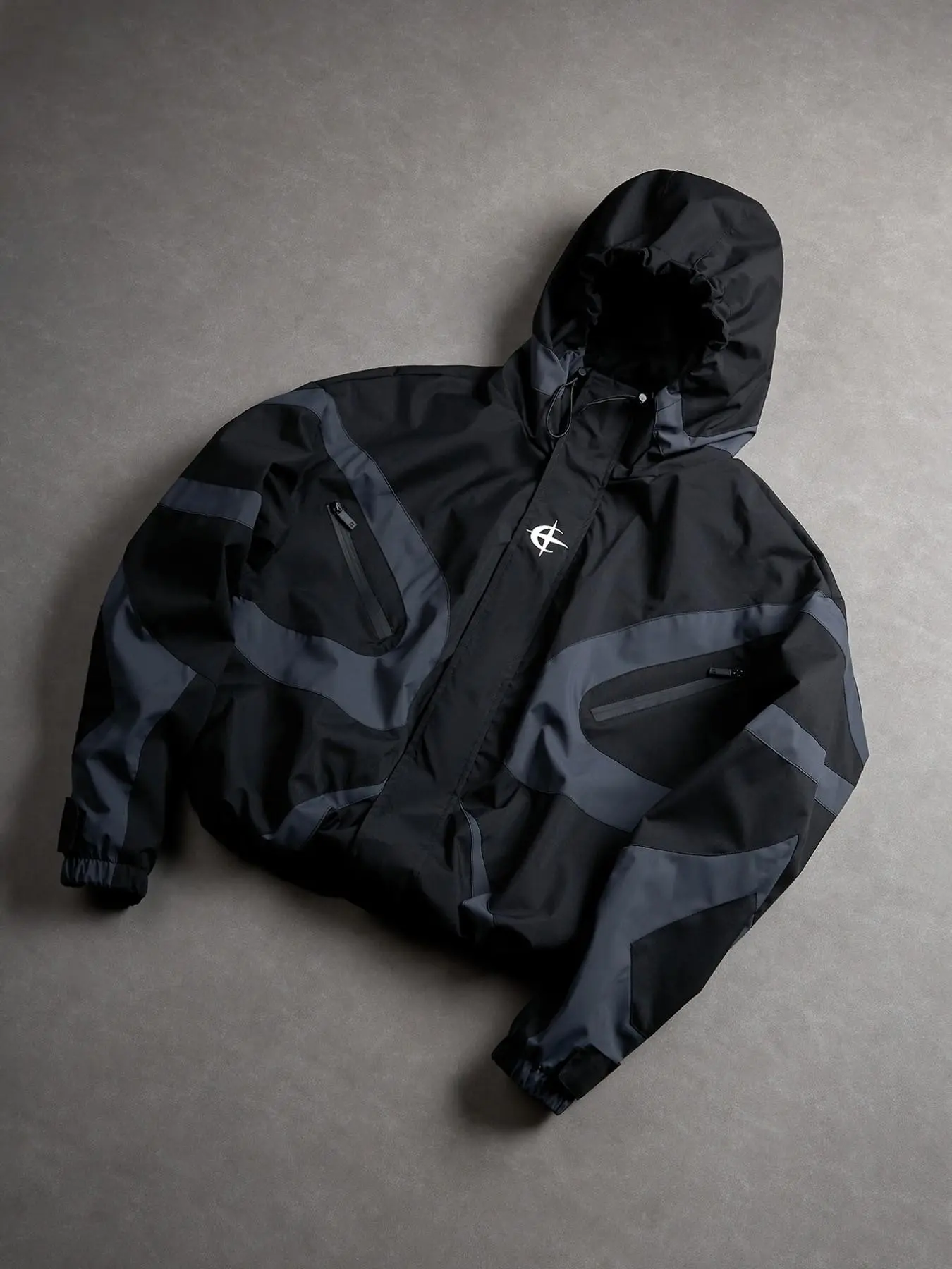 Men's Colorblock Hooded Long Sleeve Jacket, Football Style Coat, Y2K Windproof Reflective Jacket, Trendy Outerwear