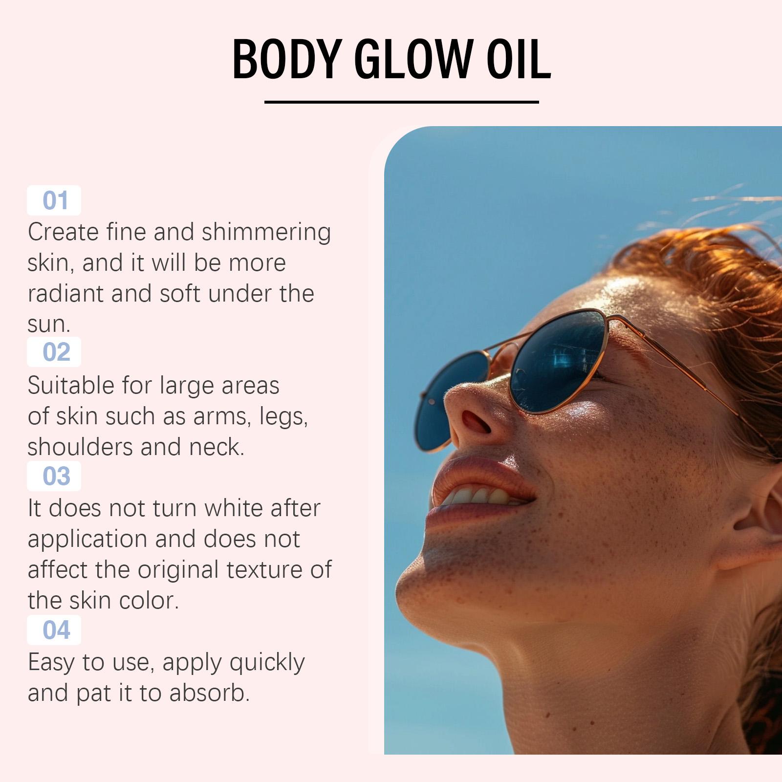 zephoco Rose Gold Coconut Protective Shimmer Body Oil Summer Protective Moisturizing Glossy Non-Sticky Body Oil