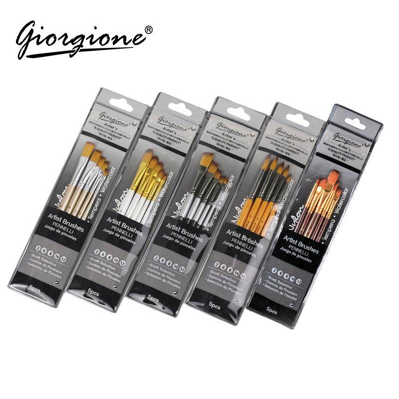 Art Watercolor Gouache Brush Set - 5 Nylon Hair Art Brushes for Painting | TikTok Viral Art Supplies, Best Watercolor Brushes for Artists
