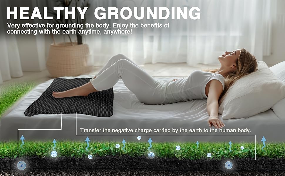 Grounding Mat for Bed, Grounded Pad for Sleep, Anti-Slip PU Grounded Mat with Grounding Cord (27''*54'', Full)