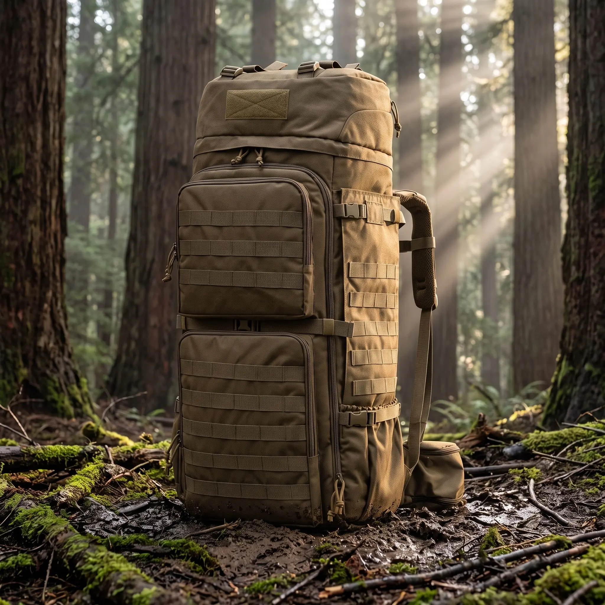 Unisex Breathable Hiking Backpack (36-55L) with Oxford Fabric, Large Capacity, Tactical Design, Comfortable Shoulder Straps for Outdoor Travel, Commuting