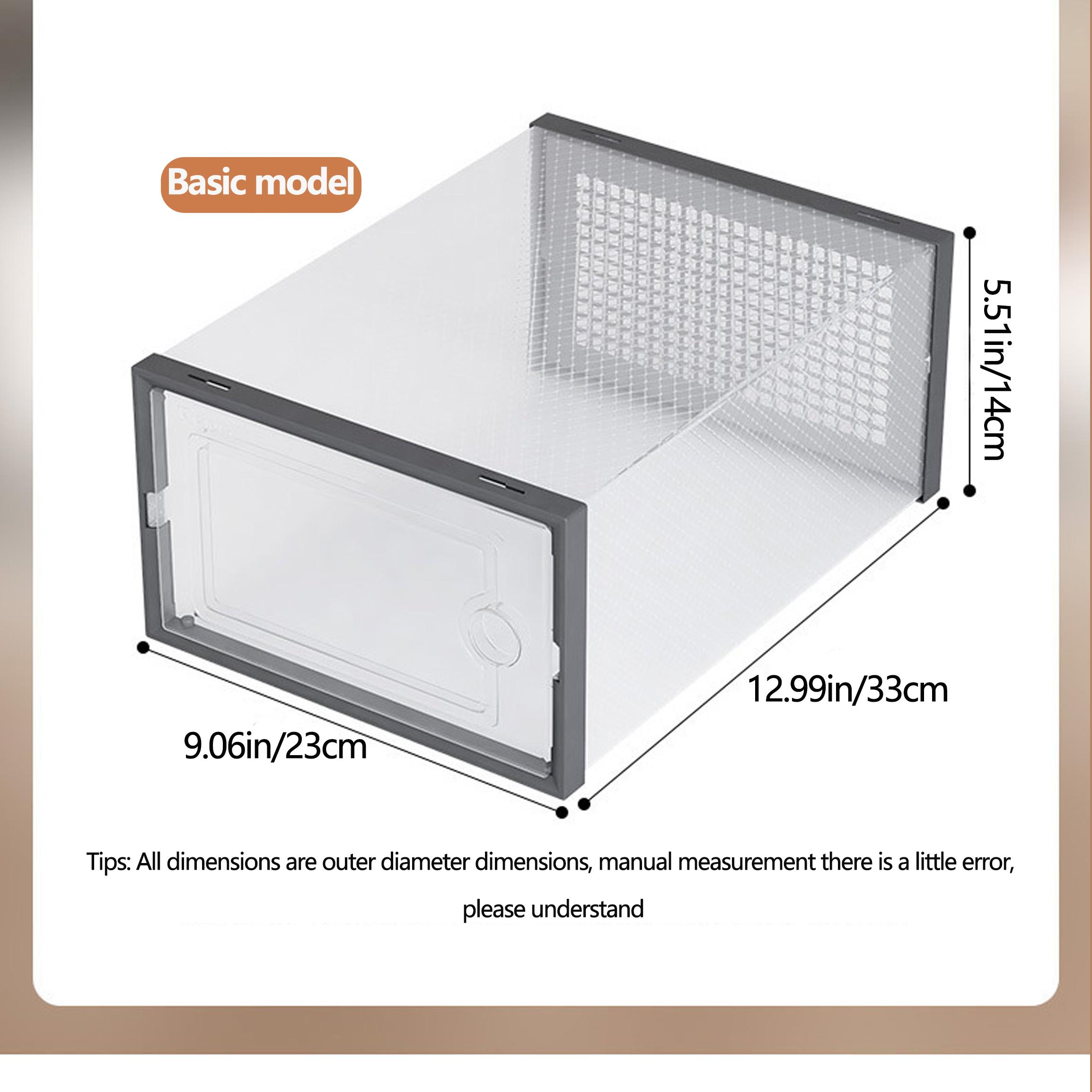 6/12/18/24 pcs Large Capacity Thickened Transparent Plastic Shoe Boxes With Clip-On Lid - Foldable, Stackable, Space-Saving Storage Organizer For Multipurpose Use In Entryway, Bedroom, Home, Dorm, Etc - Easy To Assemble,shoe cabinet storage
