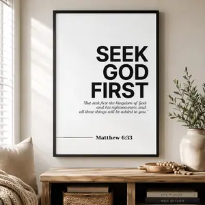 Matthew 6:33 Bible Verse Wall Art – Seek God First Christian Home Decor, Inspirational Poster, Canvas Wall Art, Canvas Prints, Framed Canvas, Unframed Canvas, Religious Wall Art, Scripture Wall Decor, Bedroom Decor, Living Room Wall Art, Office Decor