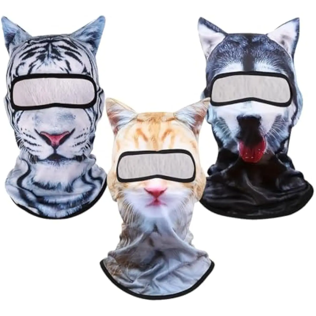 3Pcs Kitty Ski Mask - 3D Cat Ear Windproof Breathable Full Balaclava, Outdoor Sports Face Cover for Skiing, Cycling