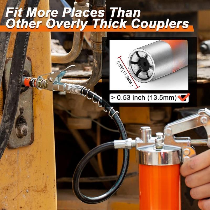 12000 PSI Quick Release Grease Machine Coupler Set Car Repair Tool Automotive Maintenance Tools with 90 °     Grease Coupler Adaptor for Tight Spaces