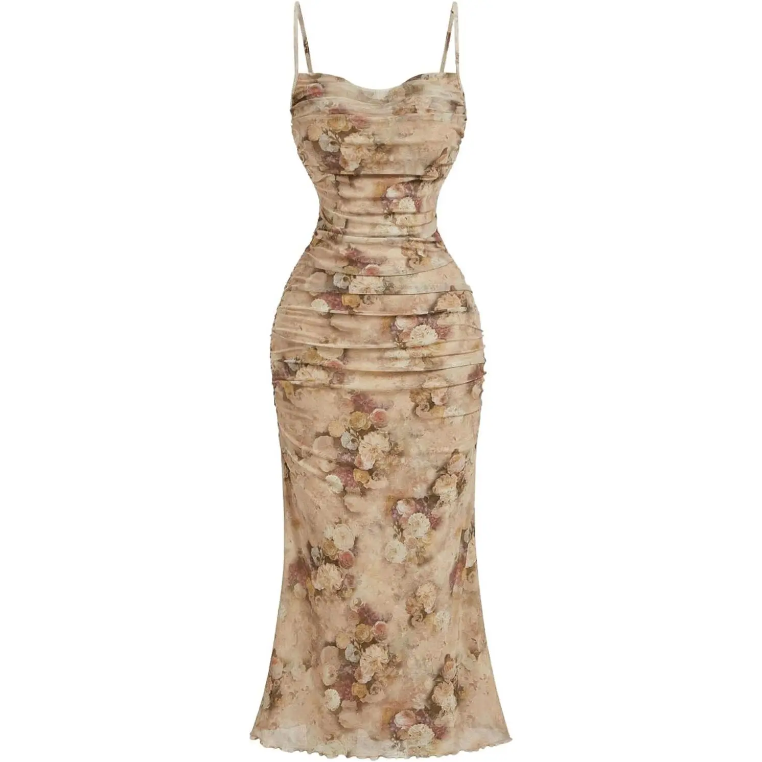 Women's Floral Wedding Guest Bridal Shower Summer Midi Dresses | Tea Party Dresses, Baby Shower Dress, Cocktail Dresses, Ruched Dresses for Women, Sundresses