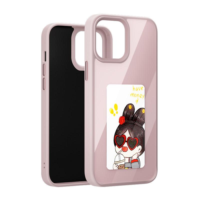 NFC Projection DIY Smart Display Customized Phone Case, 1 Count Ink Screen Projection Phone Case, Phone Accessories for iPhone 11 12 13 14 15 Pro Max Series