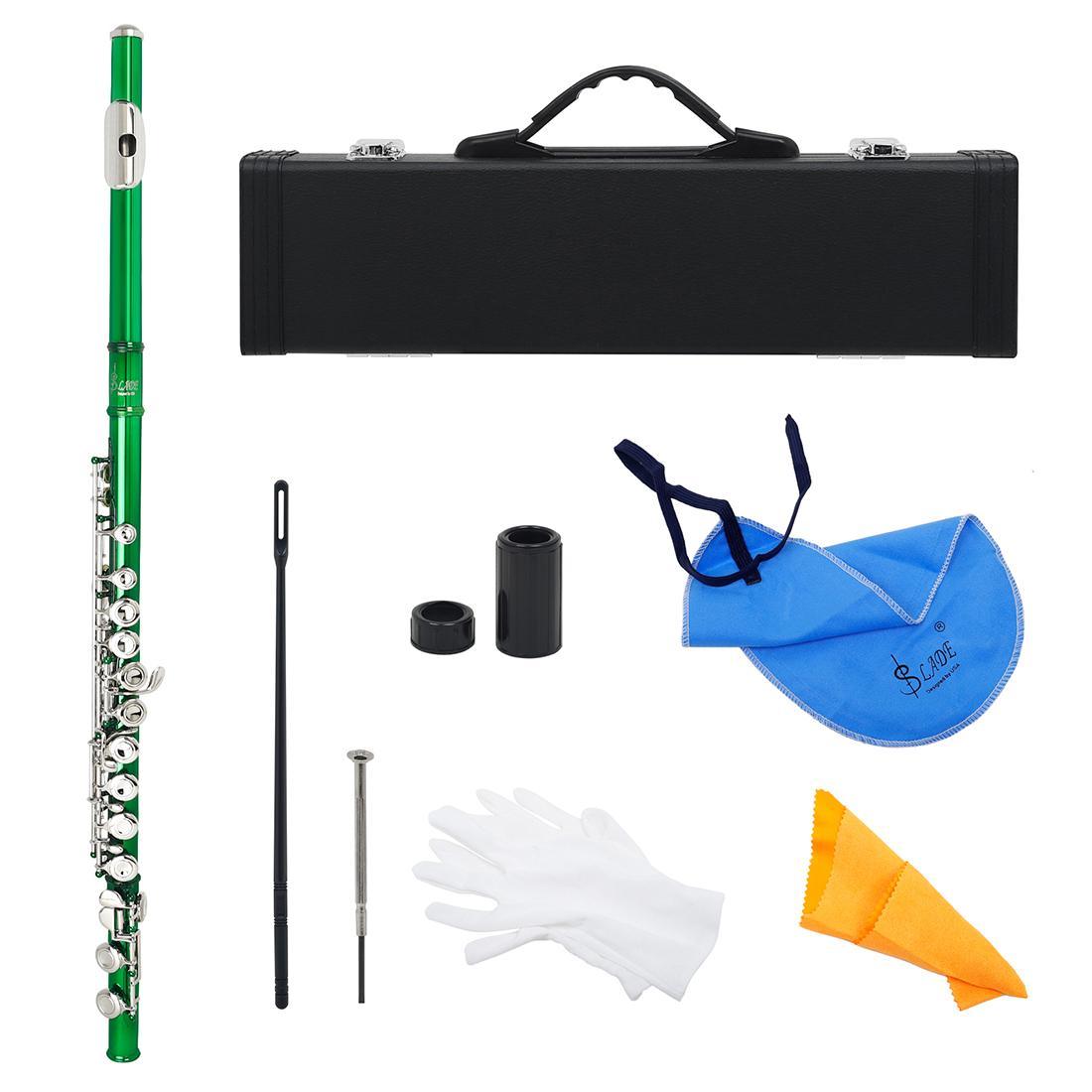 16 Hole Flute, C Key Flute with Accessories, Musical Instrument for Beginners, Woodwind Instrument for Home School Office