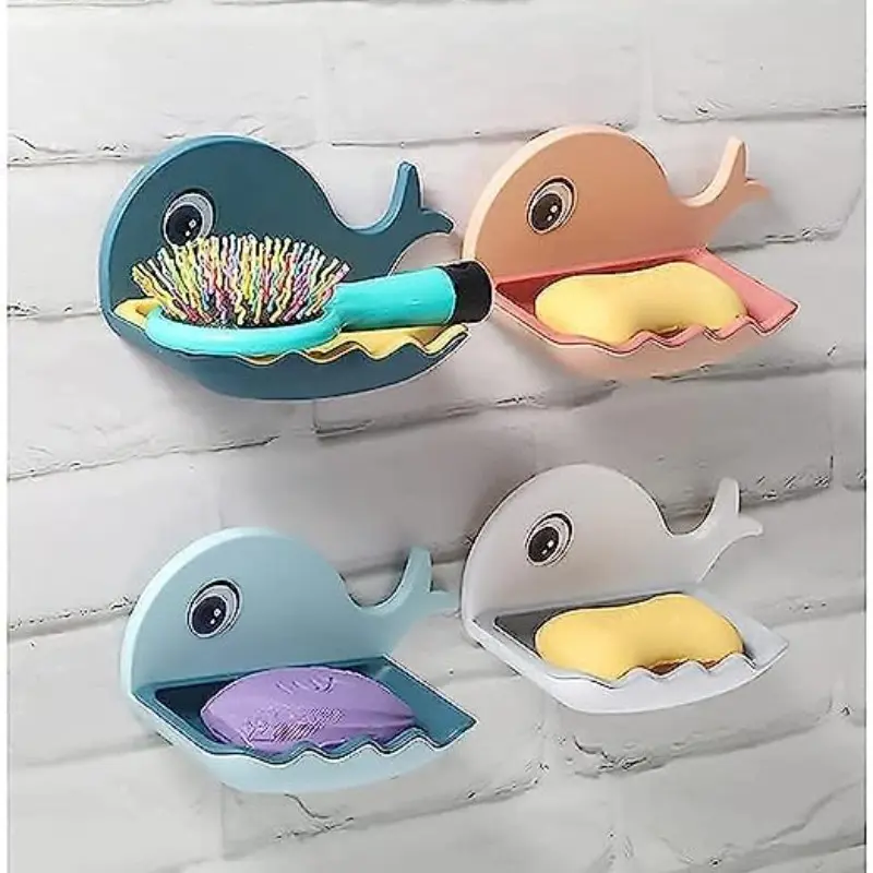 Kediikcos Cute Shark Design Suction Soap Holder, Essential Universal Kitchen and Bathroom Shower Accessory, Adhesive Soap Rack