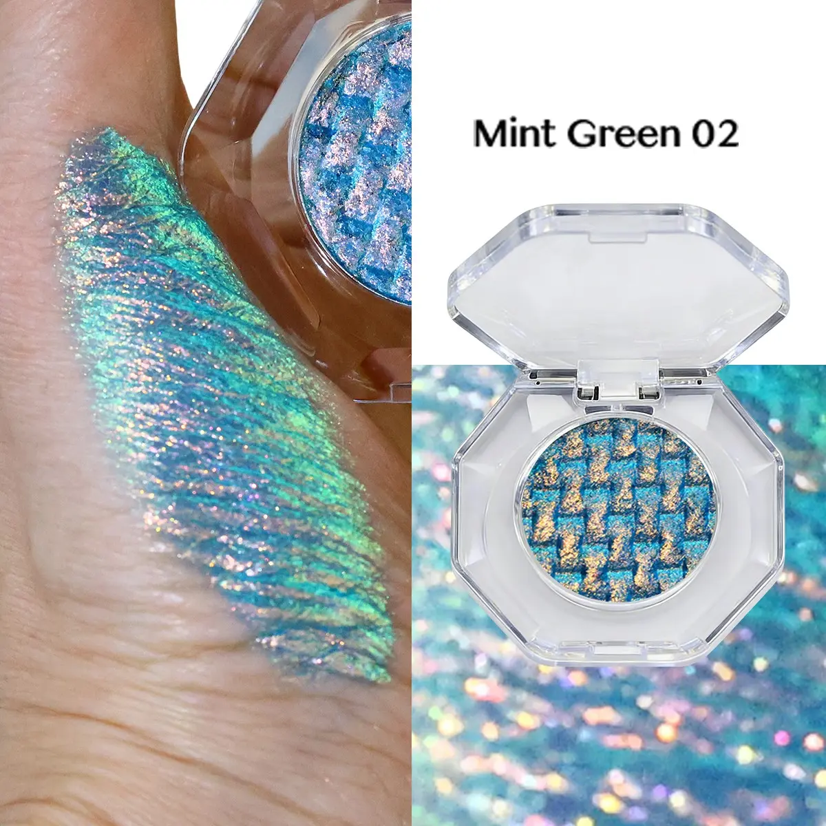 8-Color Optical Multicolor Shifting Glitter Eyeshadow Makeup, Mermaid Blue Polarized, Essential for Parties, Photoshoots, Dates