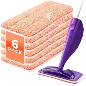 Reusable Swiffer Wetjet Floor Mop Pads, 6-Pack Washable Microfiber Pads, Effective for Wet/dry Cleaning, Easy Maintenance Solution