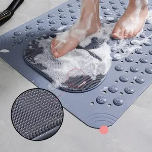 Non-Slip Shower Mat - Bathtub Mat with Drain Holes and Suction Cups - Foot Massage Shower Rug - Bathroom Assocceries