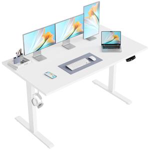 【Christmas Gift】47.2 Inch Electric Height Adjustable Standing Desk, Ergonomic Home Office Desk with Memory Preset, Sit to Stand Computer Desk with Hooks