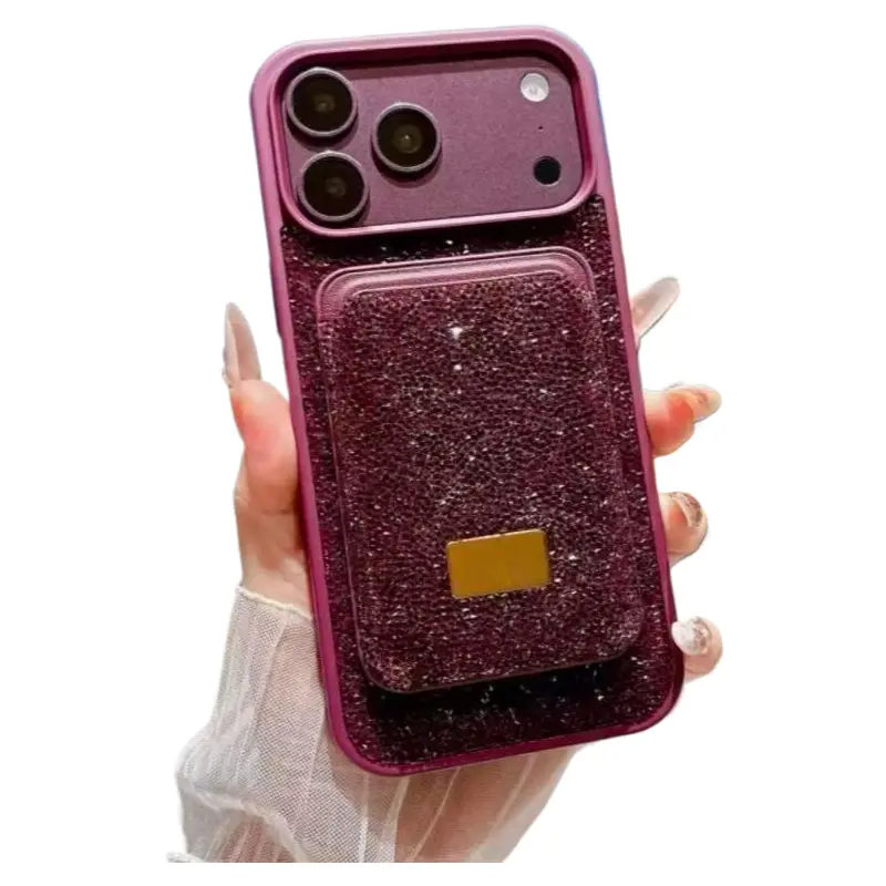 Diamond card holder case suitable for iPhone 17 Pro Max magnetic phone case, iPhone 17 card slot 16 protective cover