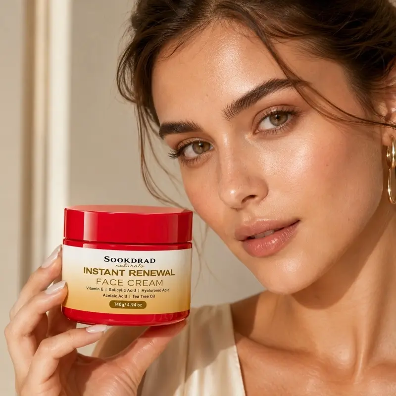 Instant Renewal Face Cream, Vitamin E, Salicylic Acid, Hyaluronic Acid, Azelaic Acid, Tea Tree Oil, Daily Moisturizer, Face, All Skin Types, 140g