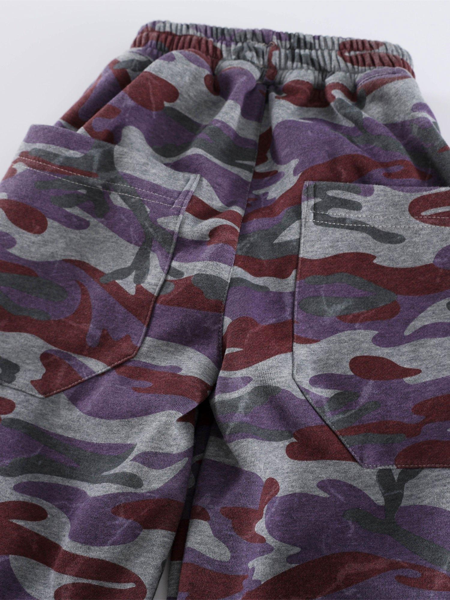 Girls' Camouflage Pants - Elastic Waistband, Camo Pattern, Long Trousers for Fall/Winter, School, Playground - Durable & Easy-Clean Fabric - Casual Outfit Essential, for OutdoorGift