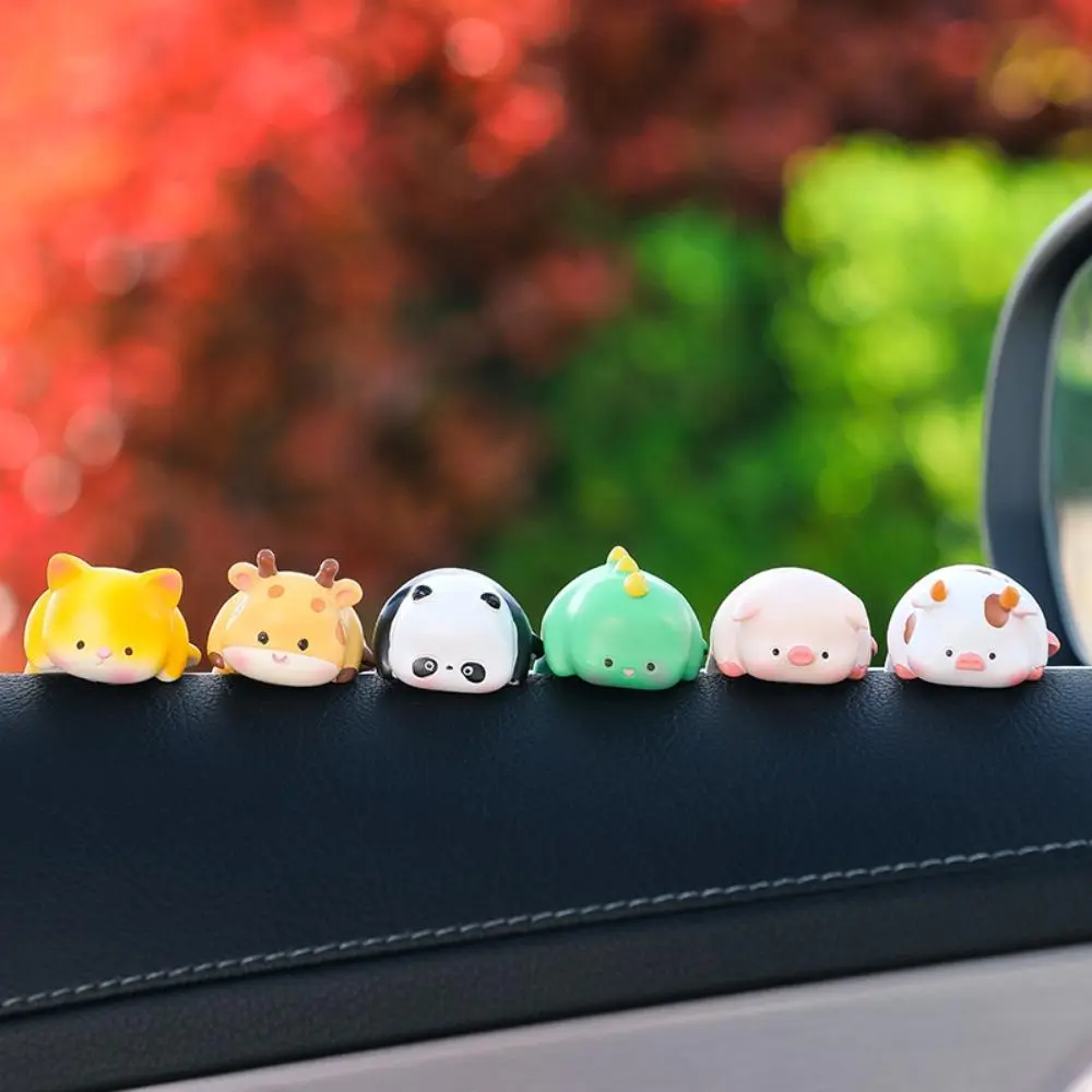 Lying Flat Cute Animal Mini Figurines, Multi-Scene Decor for Car Center Console, Car Screen, Office Workstation & PC Desk, Non-Slip Tiny Lovely Animal Statues, Universal Aesthetic Decorative Gift for All Scenes