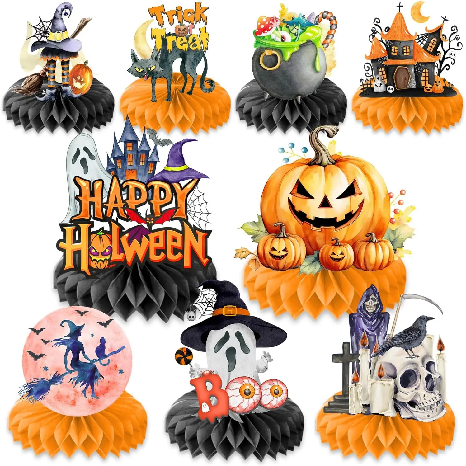 9 count Halloween  Centerpieces Themed Birthday Party Decorations Scary Spooky  Centerpiece Table Decoration Party Favors Decor Supplies Gifts for Boys Girls Men Women TT