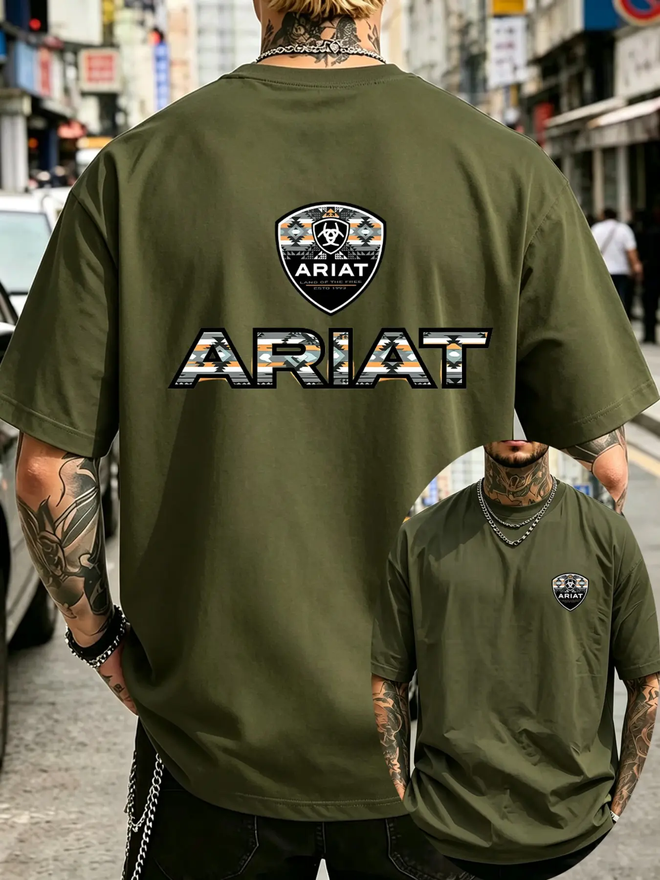 Men's Cool Western Aztec Shield Print T-Shirt, Ultra Soft Stretch High-Quality Fabric, Summer Essential Casual Round Neck Short Sleeve Top